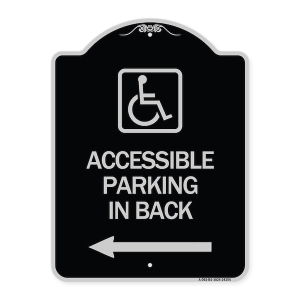 Accessible Parking on Left Arrow W/ Graphic Heavy-Gauge Aluminum Sign, 24" x 18", BS-1824-24356